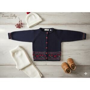 Vintage Laura Ashley Infant Wool Cardigan Sweater